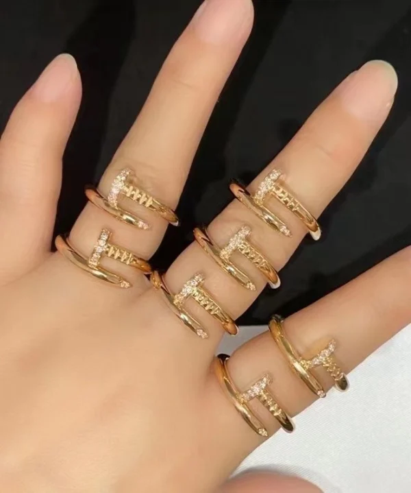 Cartier Nail Rings Custom Diamond 18K Rose Gold (2)