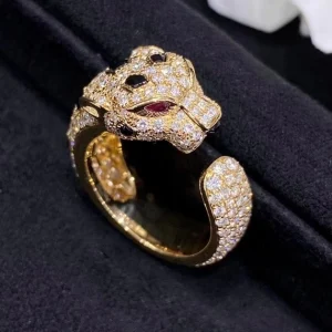 Cartier Panthere Womens Rings Rose Gold 18K Diamonds Custom (2)