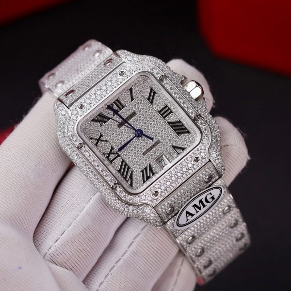 Cartier Santos Custom Full Diamonds CZ AMG Factory Best Replica (3)