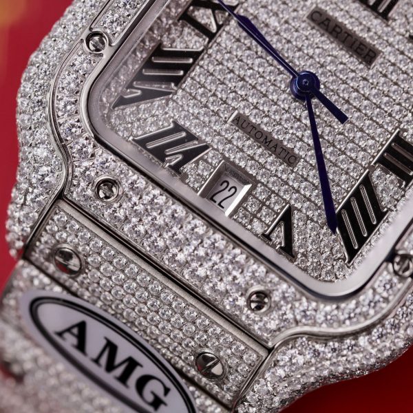 Cartier Santos Custom Full Diamonds CZ AMG Factory Best Replica (3)