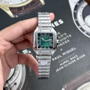 Cartier Santos De Cartier WSSA0061 Green Dial Best Replica Women 35mm (2)