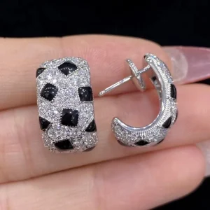 Cartier Womens Earrings Custom 18K White Gold Diamond (2)