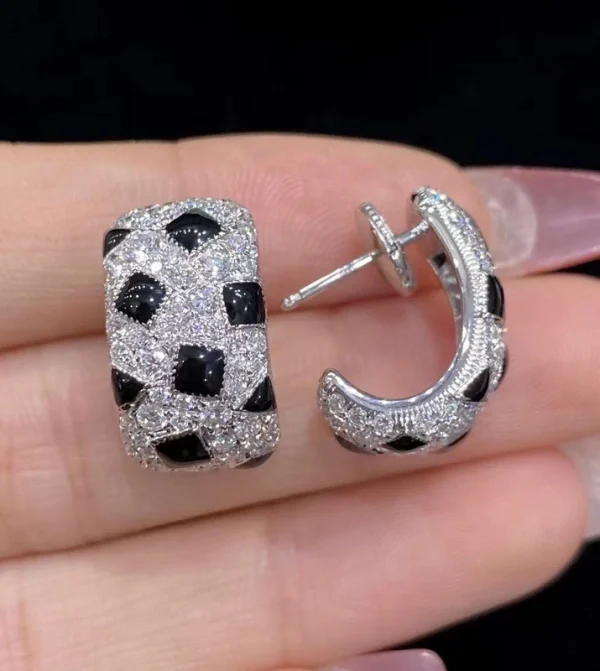 Cartier Womens Earrings Custom 18K White Gold Diamond (2)
