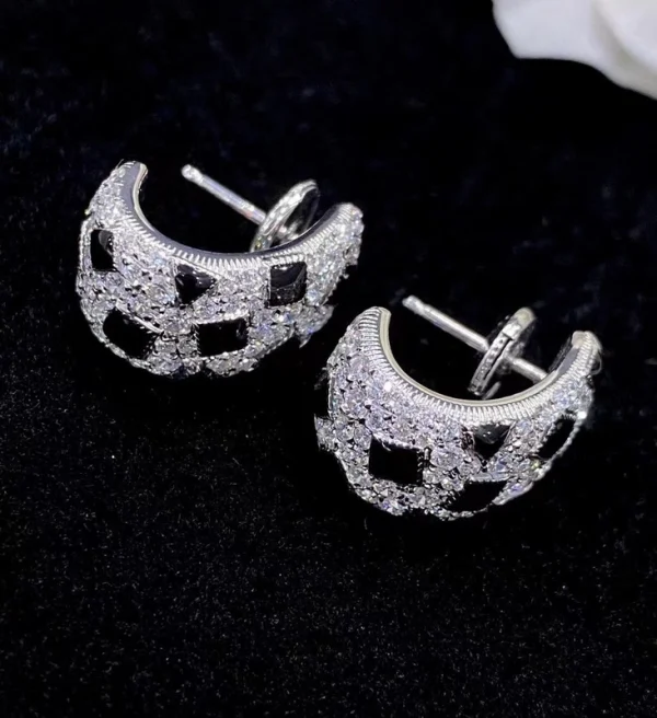 Cartier Womens Earrings Custom 18K White Gold Diamond (2)