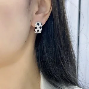 Cartier Womens Earrings Custom 18K White Gold Diamond (2)