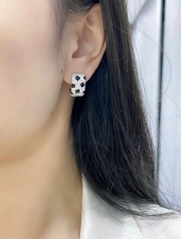 Cartier Womens Earrings Custom 18K White Gold Diamond (2)