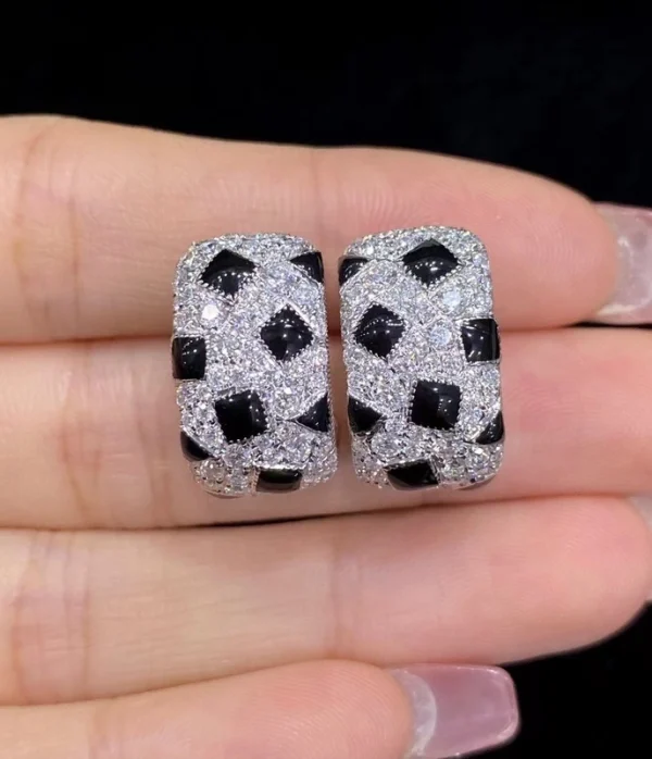 Cartier Womens Earrings Custom 18K White Gold Diamond (2)