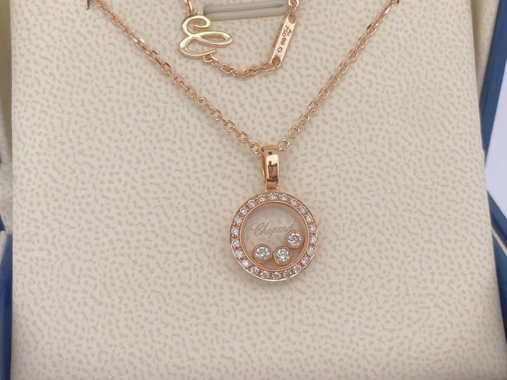 Chopard Happy Women's Necklace Custom 18K Rose Gold Diamond (2)