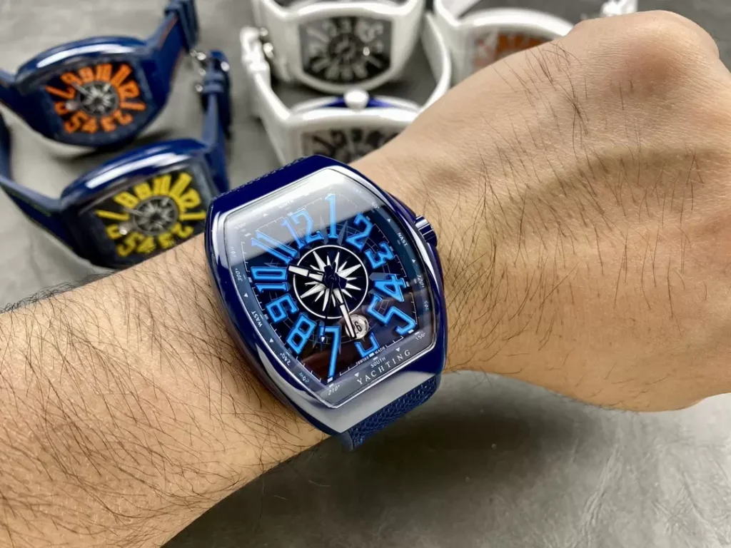 Franck Muller V45 Yachting Ceramic Blue Replica Watches 45mm (5)