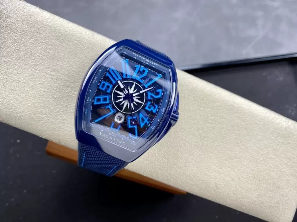 Franck Muller V45 Yachting Ceramic Blue Replica Watches 45mm (5)