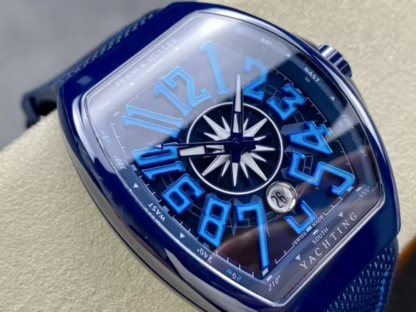Franck Muller V45 Yachting Ceramic Blue Replica Watches 45mm (5)