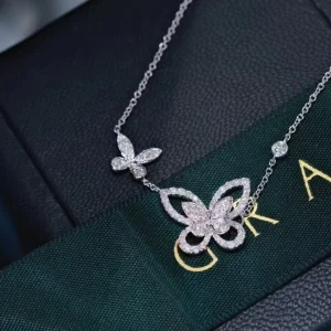 Graff Butterfly Shaped Necklace Custom Diamond 18K White Gold (2)