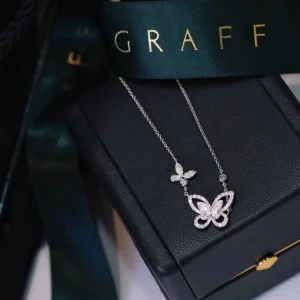 Graff Butterfly Shaped Necklace Custom Diamond 18K White Gold (2)