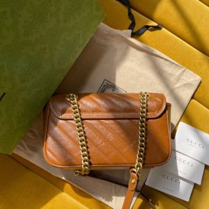 Gucci Marmont Womens Brown Replica Bags Lock Gold Size 22cm (2)