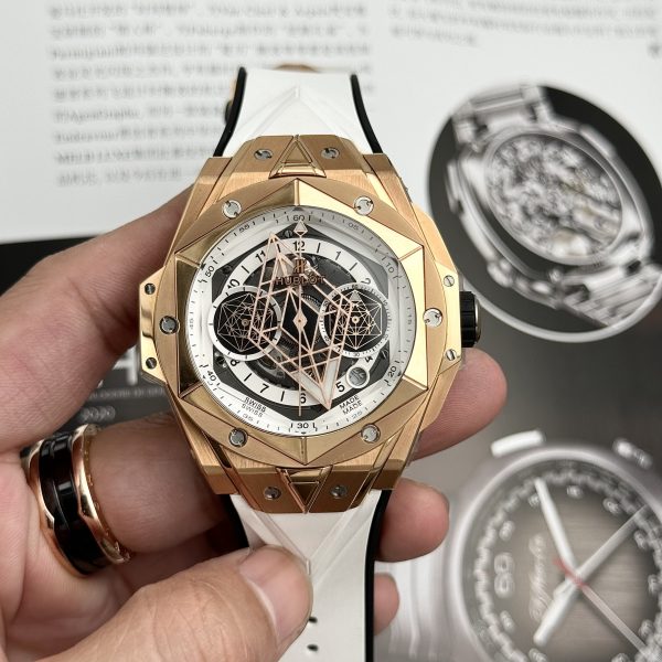 Hublot Big Bang Sang Bleu II King Gold White Replica BB Factory 45mm (2)