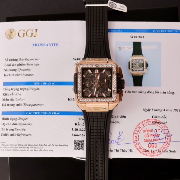 Hublot Square Bang King Gold Custom Bezel Diamonds Moissanite BBF Factory (11)