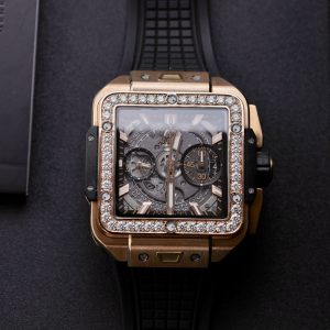 Hublot Square Bang King Gold Custom Bezel Diamonds Moissanite BBF Factory (11)