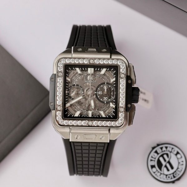 Hublot Square Bang Titanium Custom Bezel Diamonds Moissanite BBF Factory (3)