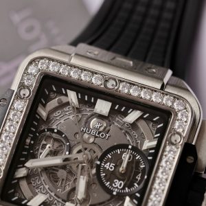 Hublot Square Bang Titanium Custom Bezel Diamonds Moissanite BBF Factory (3)