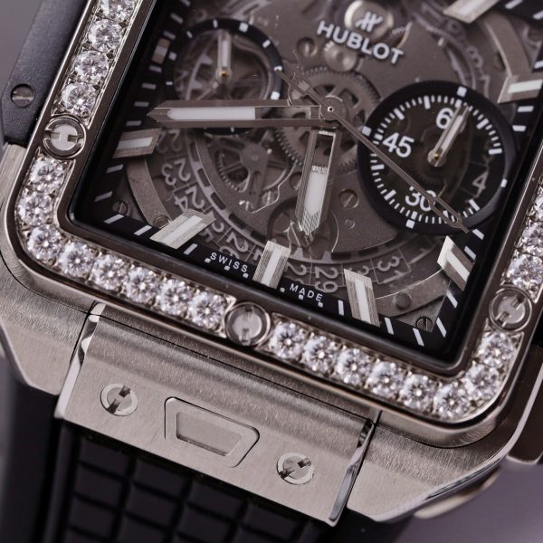 Hublot Square Bang Titanium Custom Bezel Diamonds Moissanite BBF Factory (3)