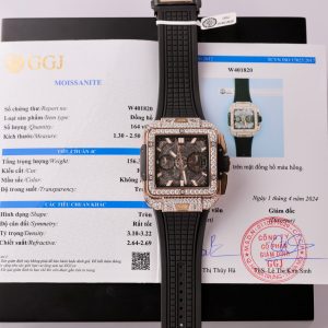 Hublot Square Bang Unico King Gold Custom Full Moissanite Diamonds 42mm (2)