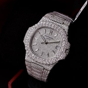 Patek Philippe Iced Out Customs Full Moissanite Diamonds Nautilus 5719 Best Quality 40mm (1)