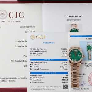 Rolex Day-Date 128235 Green Aventurine Dial Gold Wrapped & Moissanite (11)