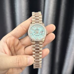 Rolex Day-Date 128235 Turquoise Diamond Dial Gold Wrapped & Moissanite 36mm (5)
