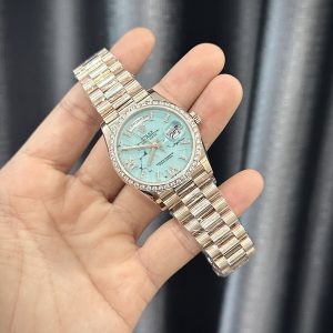 Rolex Day-Date 128235 Turquoise Diamond Dial Gold Wrapped & Moissanite 36mm (5)