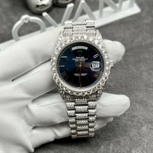 Rolex Day-Date Iced Out & 18K White Gold Best Replica 40mm (2)