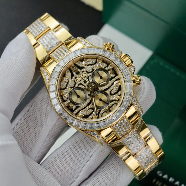 Rolex Daytona Eye Of Tiger Gold Wrapped Customs Moissanite Diamonds (13)