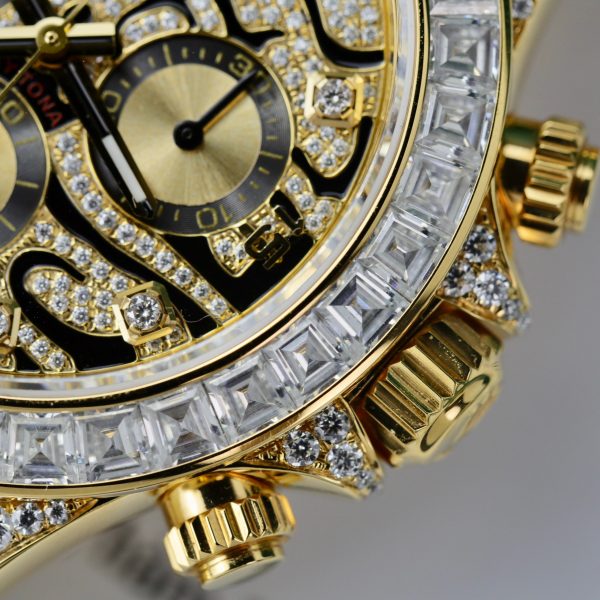 Rolex Daytona Eye Of Tiger Gold Wrapped Customs Moissanite Diamonds (13)