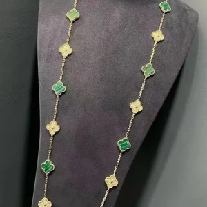 Van Cleef & Arpels Alhambra Necklace Custom 18K Gold Diamond Mother Of Pearl (2)