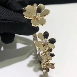 Van Cleef & Arpels Alhambra Womens Bracelet Custom Diamond 18K Gold (2)