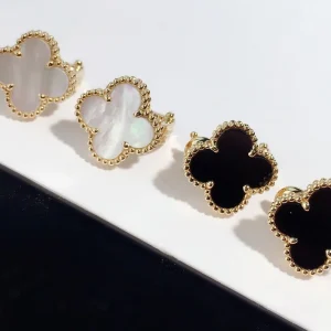 Van Cleef & Arpels Alhambra Womens Earrings Custom 18K Gold (2)