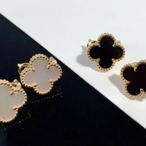 Van Cleef & Arpels Alhambra Womens Earrings Custom 18K Gold (2)