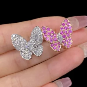 Van Cleef & Arpels Butterfly Finger Womens Earrings Diamond 18K Gold Custom (2)