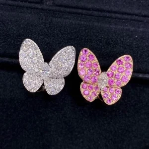 Van Cleef & Arpels Butterfly Finger Womens Earrings Diamond 18K Gold Custom (2)