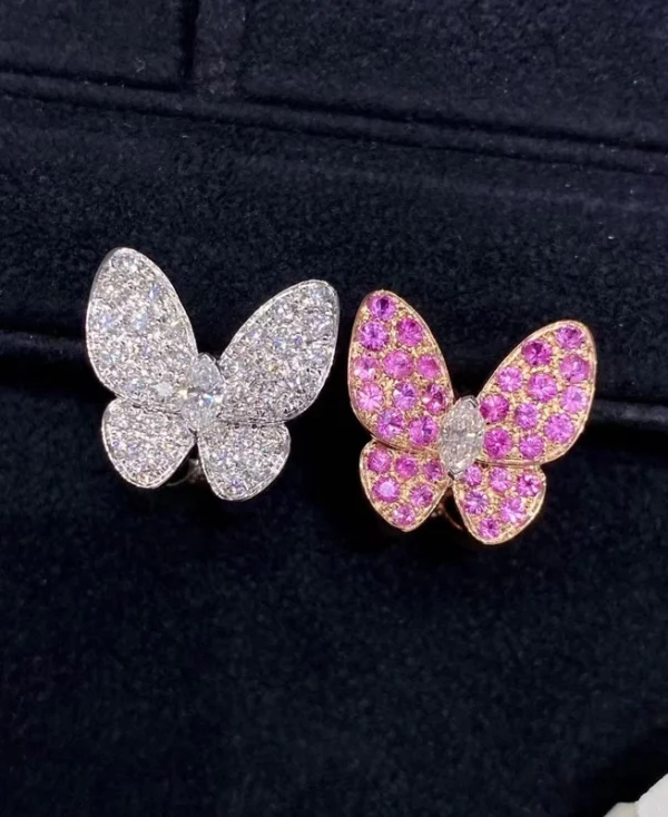 Van Cleef & Arpels Butterfly Finger Womens Earrings Diamond 18K Gold Custom (2)