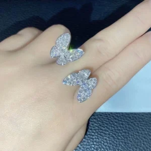 Van Cleef & Arpels Butterfly Finger Womens Rings Custom Diamond White Gold 18K (2)