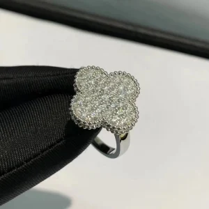 Van Cleef & Arpels Magic Alhambra Womens Custom Diamond White Gold 18K Rings (2)