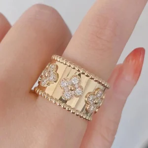 Van Cleef & Arpels Perlee Clover Rings Diamond 18K Gold Custom (2)
