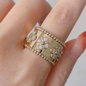 Van Cleef & Arpels Perlee Clover Rings Diamond 18K Gold Custom (2)