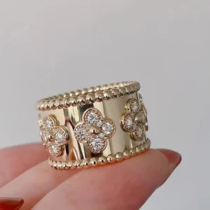Van Cleef & Arpels Perlee Clover Rings Diamond 18K Gold Custom (2)