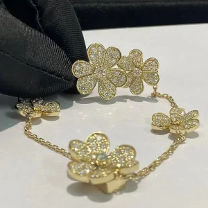 Van Cleef & Arpels Womens Bracelet Custom Diamond 18K Gold (2)