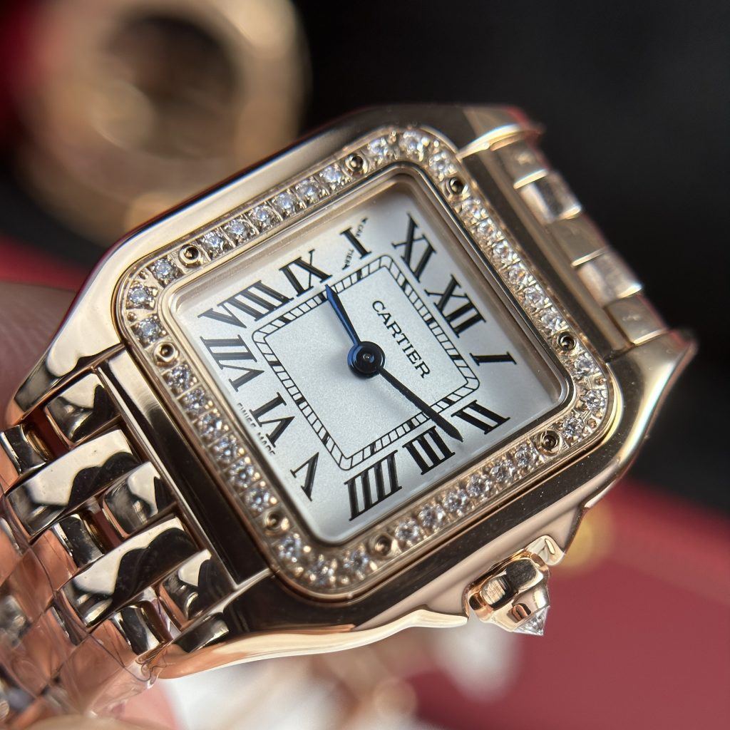 Cartier Panthere Replica Watches Womens Rose Gold Stone Engagement 23x30mm (1)