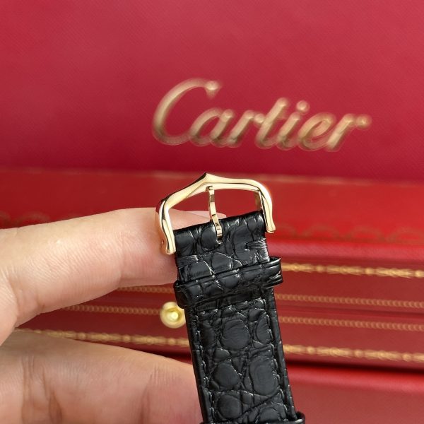 Cartier Tank Solo Custom Bezel Diamonds Black Leather Strap (1)