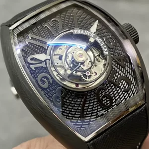 Franck Muller Grand Central Tourbillon Carbon Best Replica Watch Black 45MM