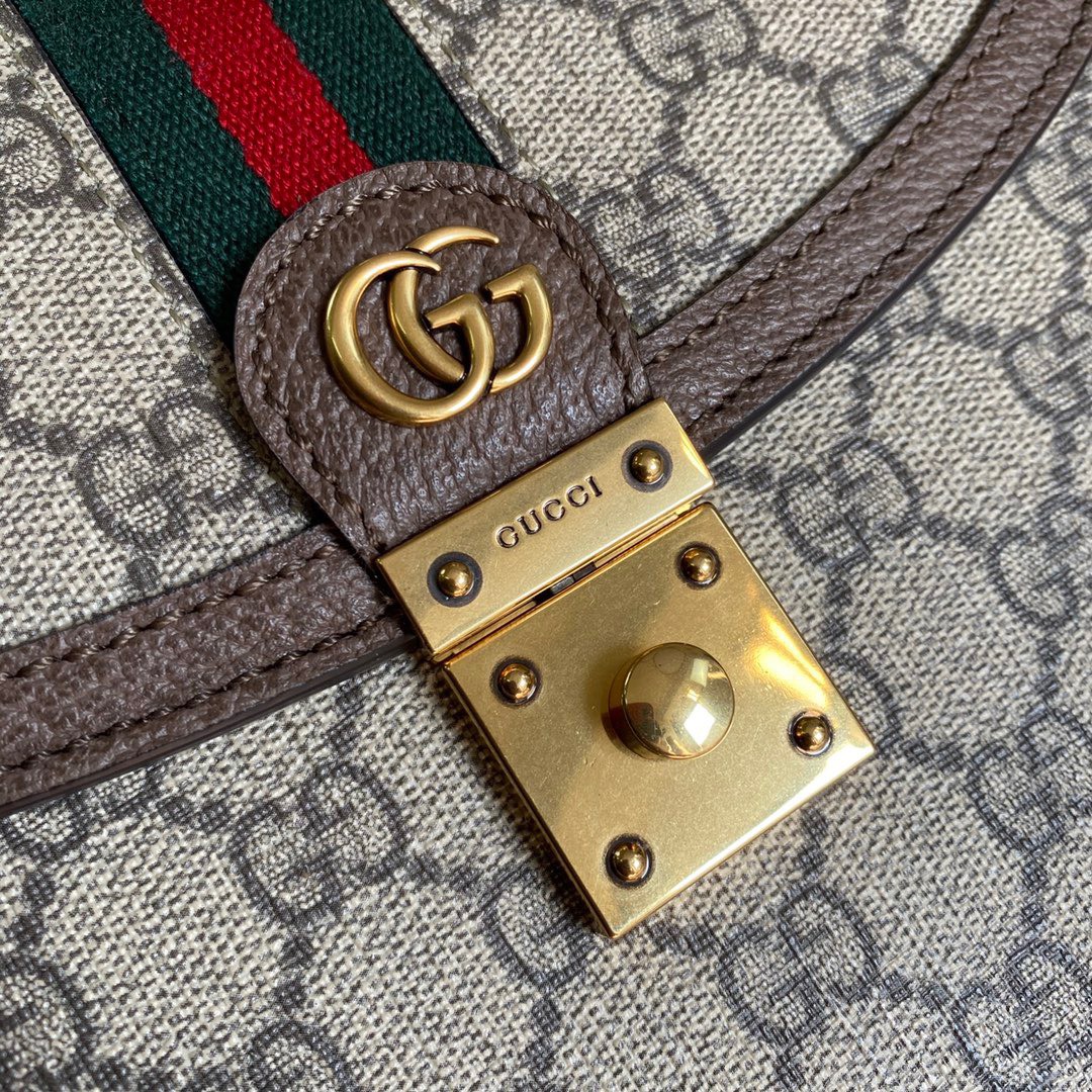Gucci Ophidia GG Supreme Canvas Mini Shoulder Bag Best Replica Brown 25cm (4) Gucci Ophidia GG Supreme Canvas Mini Shoulder Bag Best Replica Brown 25cm (2)