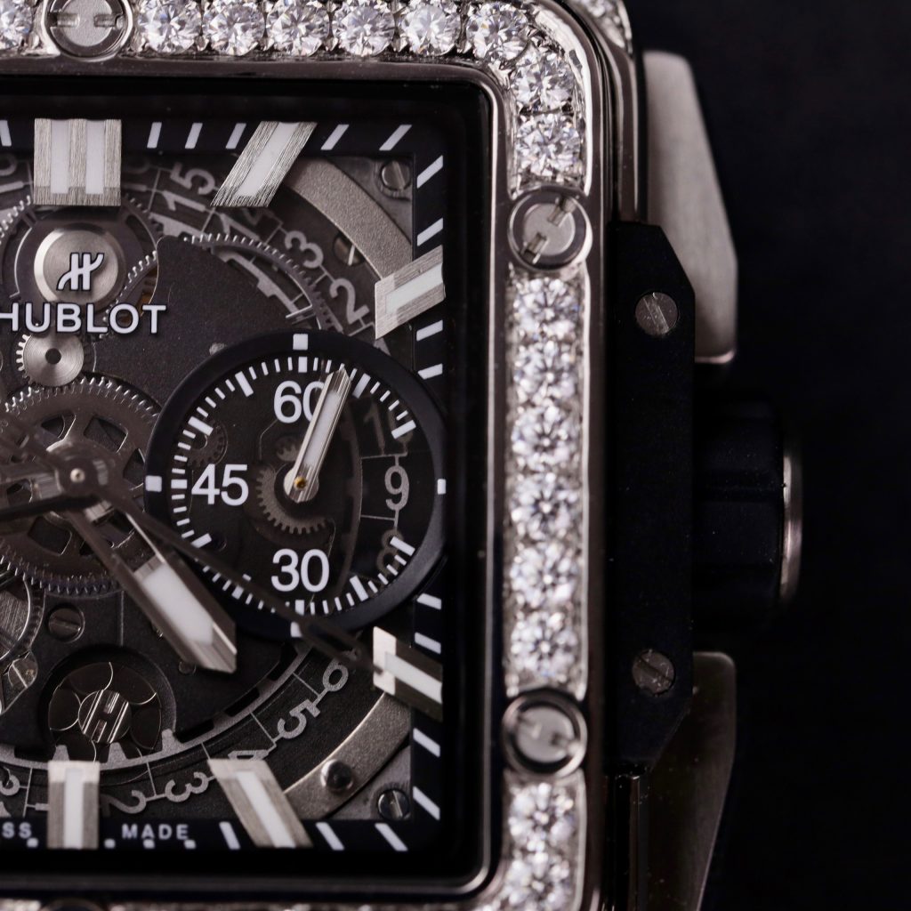 Hublot Square Bang Unico Titanium Custom Full Moissanite Diamonds Replica Watches 42mm (1)